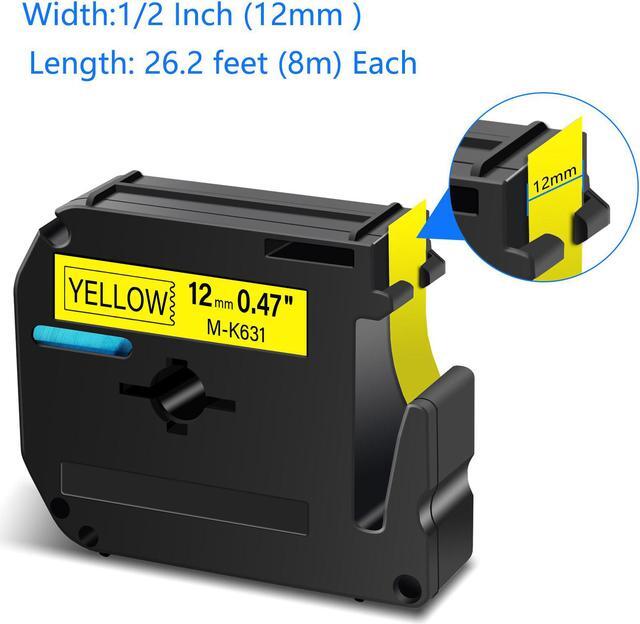 Alt view image 4 of 7 - GREENCYCLE Compatible for Brother M631 M-K631 MK631 M-631 MK631s 0.47 Inch Non-Laminated Label Tape 1/2" x 26.2ft (12mm x 8m) for PT-45M PT-90 PT-70BM PT-70 PT-M95 PT65 PT-85 (Black on Yellow,8 Pack)