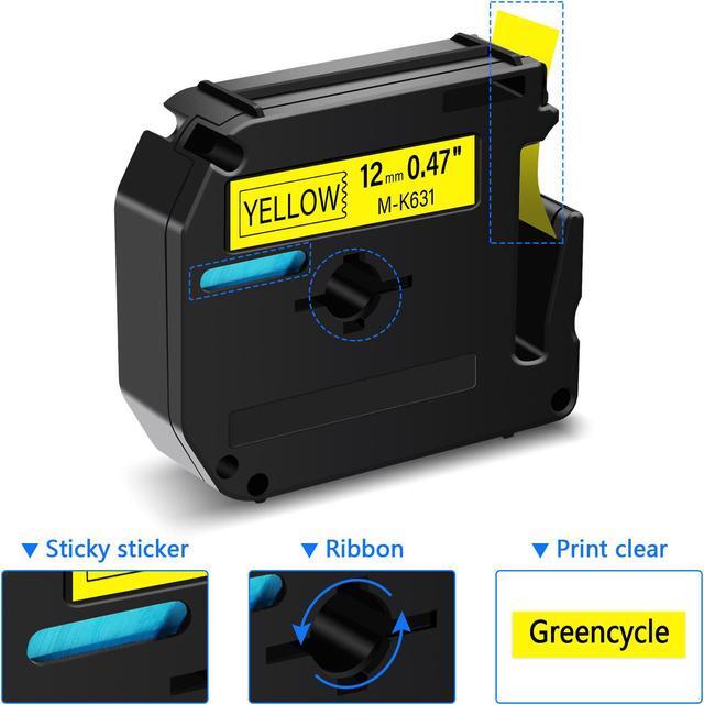 Alt view image 3 of 7 - GREENCYCLE Compatible for Brother M631 M-K631 MK631 M-631 MK631s 0.47 Inch Non-Laminated Label Tape 1/2" x 26.2ft (12mm x 8m) for PT-45M PT-90 PT-70BM PT-70 PT-M95 PT65 PT-85 (Black on Yellow,8 Pack)