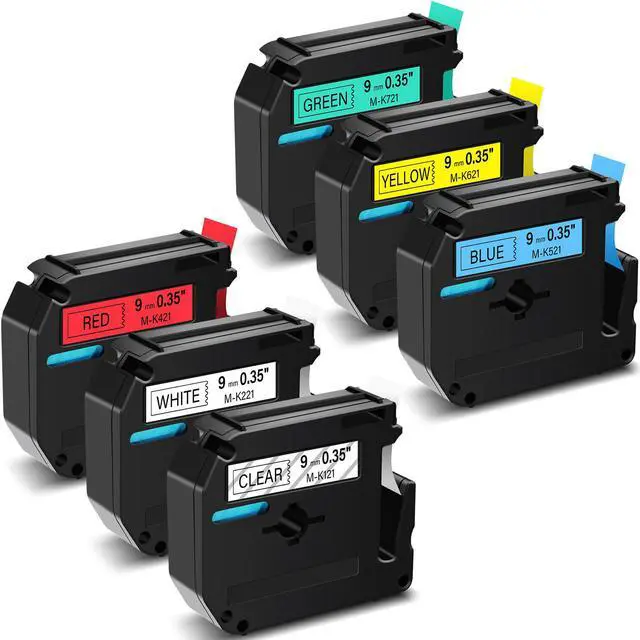 Main image of GREENCYCLE 6Pack Compatible for Brother P Touch M Tape MK121 MK221 MK421 MK521 MK621 MK721 Label Maker for Brother Ptouch PTM95 PT-90 PT-80 PT-70 PT-65 PT-45M