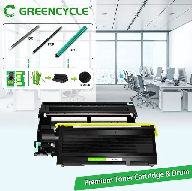 Alt view image 2 of 7 - GREENCYCLE TN350 TN-350 Toner Cartridge + DR350 DR-350 Drum Unit Combo Set Compatible for Brother MFC-7820n MFC-7420 MFC-7220 HL-2030 HL-2040 DCP-7020 Intellifax 2820 Printer (4 Toner, 1 Drum)