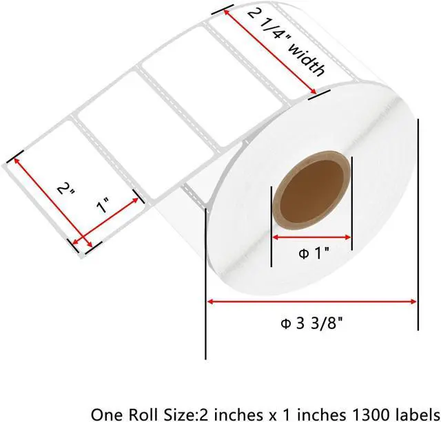 Alt view image 2 of 3 - Greencycle Direct Thermal Perforated Shipping Labels 2" x 1" Barcode SKU Labels Compatible with Rollo, Eltron and Zebra Desktop Printers- 100 Rolls, 1300 Labels/Roll