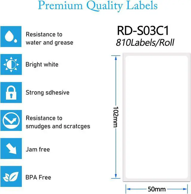 Alt view image 2 of 5 - GREENCYCLE 100 Roll Replacement for Brother RD-S03U1 RDS03U1 Die Cut Removable Shipping White Paper Labels Premium Adhesive 4" x 1 31/32" (102mm x 50mm) for TD-4000 4100N Printer,810 Labels/Roll