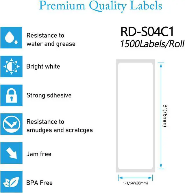 Alt view image 3 of 6 - GREENCYCLE 6 Roll Replacement for Brother RD-S04U1 RDS04U1 Die Cut Removable File Folder White Paper Label Rolls Premium Adhesive 3" x 1" (76mm x 26mm) for TD-4000 4100N Printer,1500 Labels/Roll