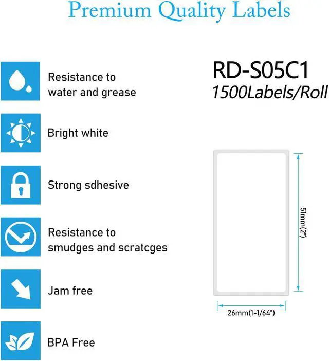 Alt view image 3 of 5 - GREENCYCLE 2 Roll Replacement for Brother RD-S05U1 RDS05U1 Die Cut File Folder White Paper Label Rolls 2" x 1 1/64" (51mm x 26mm) for TD-2020 2120N 2130N 4000 4100N Printer,1500 Labels/Roll
