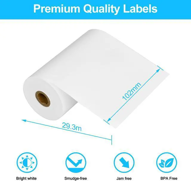 Alt view image 4 of 6 - GREENCYCLE 1 Roll Replacement for Brother RD-M01U5 RDM01U5 Continuous Labels Receipt Paper Rolls Multipurpose Labels 4" x 96' (102mm*29.3m) White for RJ4030 RJ4030-K RJ4030M RJ4030M-K RJ4040
