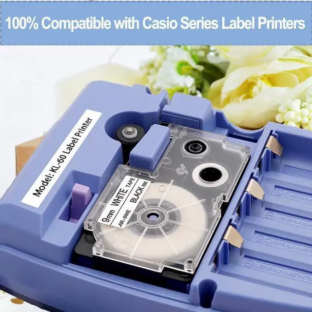 Alt view image 2 of 4 - GREENCYCLE 2 Pack Compatible for Casio XR-9WE XR9WE XR-9WE2S 9mm Black on White EZ Label Maker Tapes 3/8 inch x 26 feet