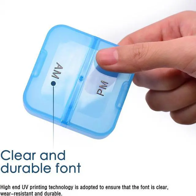 Alt view image 5 of 7 - Weekly 7 Day AM PM Pill Organizer, Greencycle 2 Times A Day Portable Travel Pill Box, Moisture-Proof Small Compartments Pill Cases Design for Vitamins Fish Oil Supplements (Clear Box)