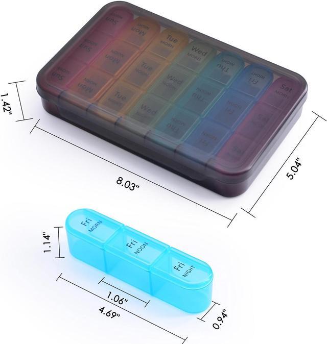 Alt view image 4 of 6 - Weekly Pill Organizer 3 Times a Day,Greencycle 7 Day AM NOON PM Small Compartments Pill Box, Moisture-Proof BPA Free Daily Medicine Pill Case for Vitamins, Fish Oil and Supplements