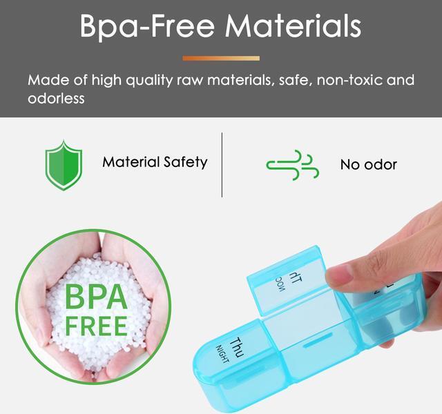 Alt view image 2 of 6 - Weekly Pill Organizer 3 Times a Day,Greencycle 7 Day AM NOON PM Small Compartments Pill Box, Moisture-Proof BPA Free Daily Medicine Pill Case for Vitamins, Fish Oil and Supplements