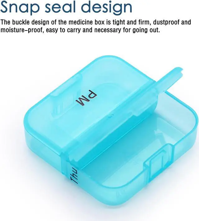 Alt view image 6 of 7 - Weekly 7 Day AM PM Pill Organizer, Greencycle 2 Times A Day Portable Travel Pill Box, Moisture-Proof Small Compartments Pill Cases Design for Vitamins Fish Oil Supplements (Clear Box)