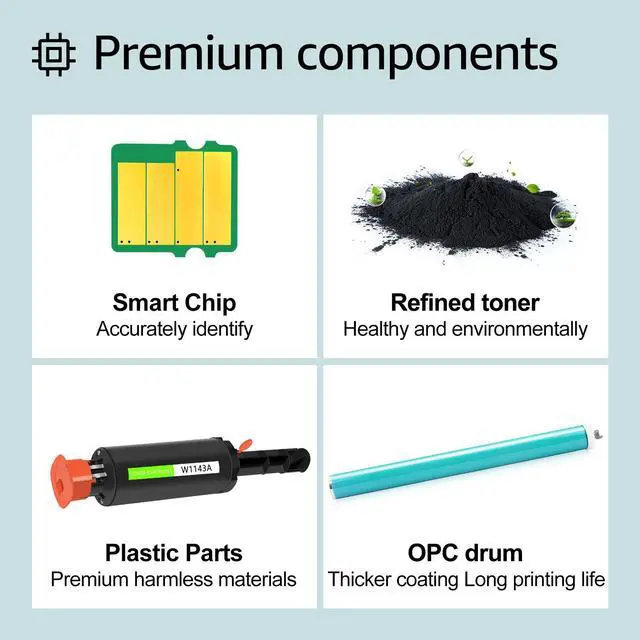 Alt view image 4 of 7 - greencycle W1143A Compatible Toner Cartridge Replacement for HP 143A Black Toner Reload Kit Use for Laser Neverstop 1001nw Printer MFP 1202w1202nw 1201n  ink cartridge (2Pack)