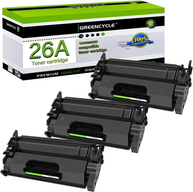 Main image of GREENCYCLE Compatible Toner Cartridge Replacement for HP 26A CF226A work with Laser Jet Pro MFP M402n M402d M402dw MFP M426fdw MFP M426fdn Printer (Black, 3-Pack)