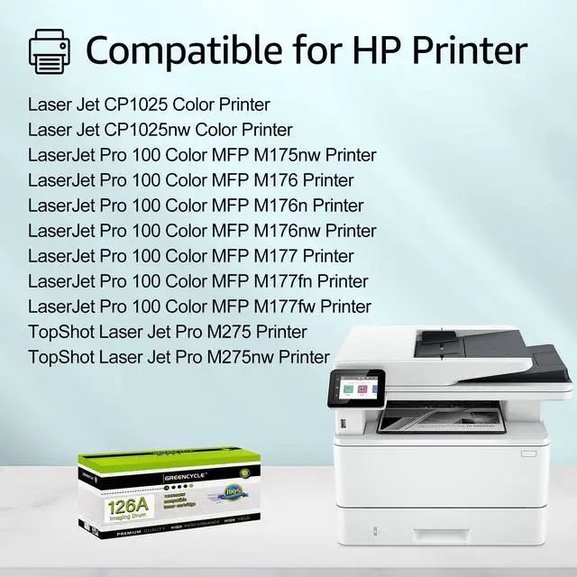 Alt view image 2 of 7 - GREENCYCLE 126A CE314A Imaging Drum Compatible for HP 126A CE314A works on LaserJet Pro 100 MFP M175a M175nw M275 M275nw CP1025 CP1025nw Printer (1-Pack, Black / Color)