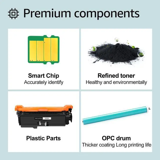 Alt view image 6 of 7 - greencycle 8 Pack Toner Cartridge Compatible for HP 504A CE250A Black Toner Works on Color Laser jet CP3525dn CM3530TS CP3525 CM3530 CM3530fs MFP Printer