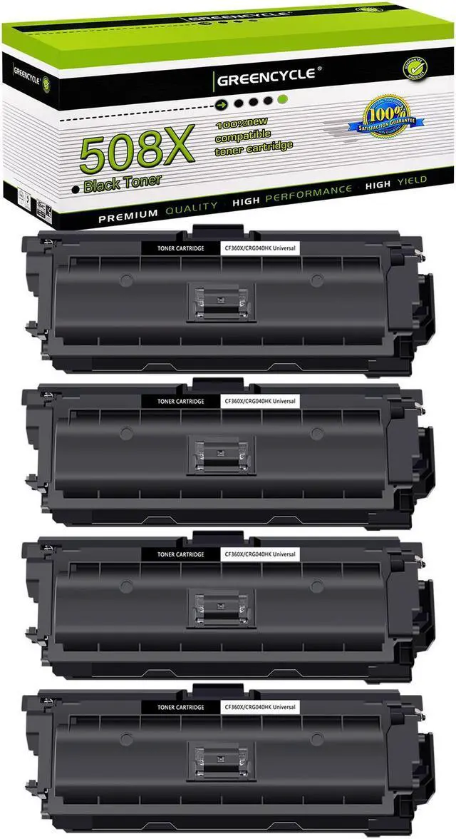 Main image of greencycle 4 Pack Toner Cartridge Compatible for HP 508X CF360X Black Toner Work with M577c M577z M577f M552dn M553dn M553n Printer