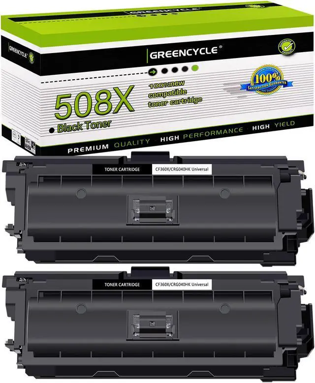 Main image of greencycle 2 Pack Toner Cartridge Compatible for HP 508X CF360X Black Toner Work with M577c M577z M577f M552dn M553dn M553n Printer