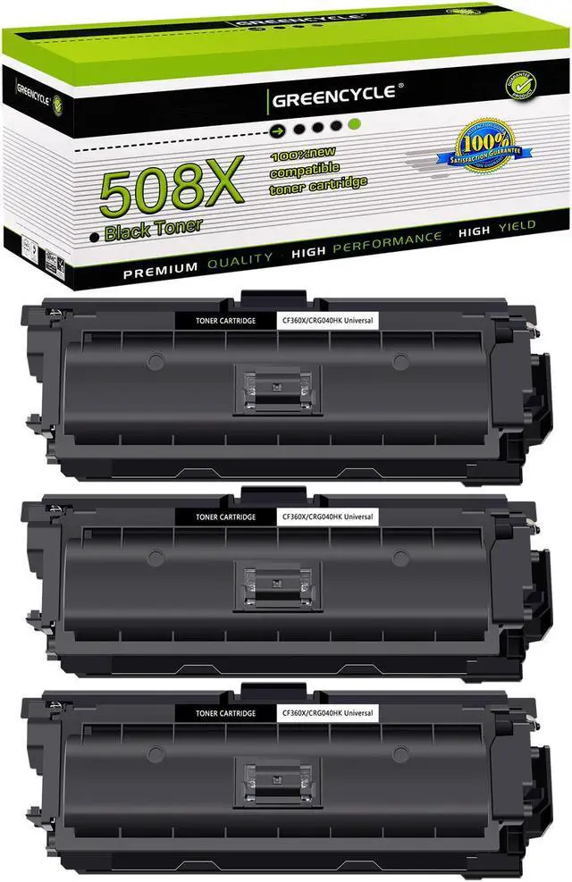 Main image of greencycle 3 Pack Toner Cartridge Compatible for HP 508X CF360X Black Toner Work with M577c M577z M577f M552dn M553dn M553n Printer