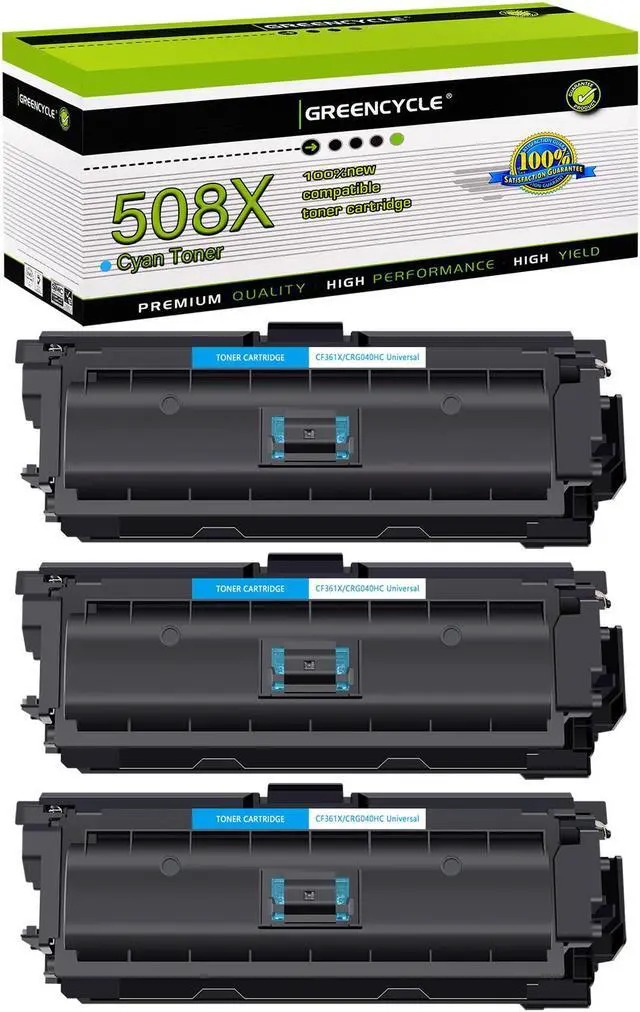 Main image of greencycle 3 Pack Toner Cartridge Compatible for HP 508X CF361X Cyan Toner Work with M577c M577z M577f M552dn M553dn M553n Printer