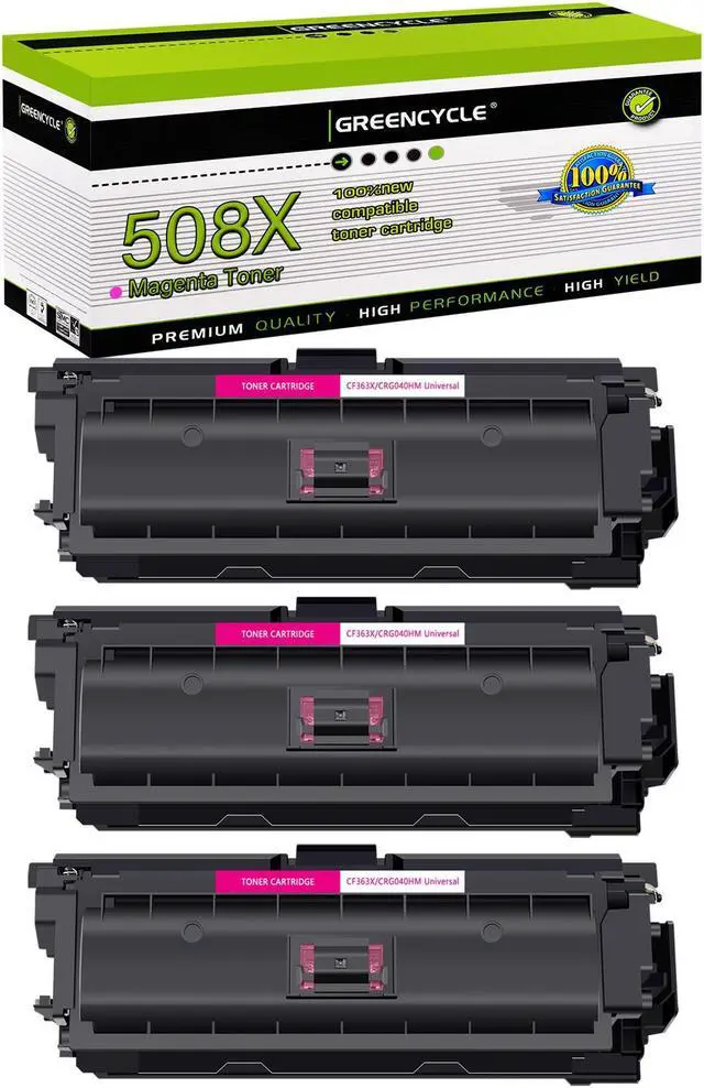 Main image of greencycle 3 Pack Toner Cartridge Compatible for HP 508X CF363X Magenta Toner Works on M577c M577z M577f M552dn M553dn M553n Printer