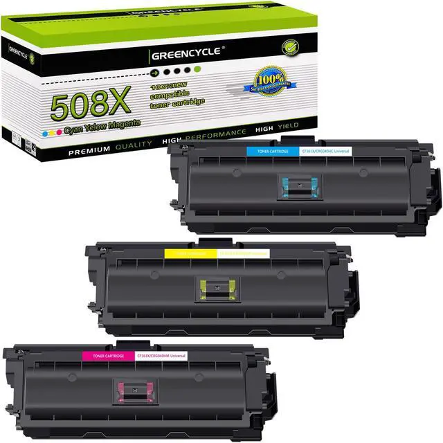 Main image of greencycle 3 Pack Toner Cartridge Compatible for HP 508X CF361X CF362X CF363X Toner Works on M577c M577z M577f M552dn M553dn M553n Printer (1 Cyan 1 Yellow 1 Magenta)
