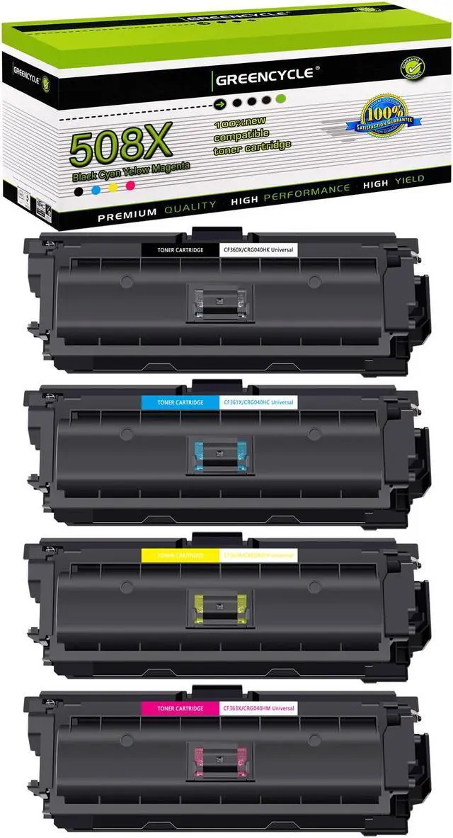Main image of greencycle 4 Pack Toner Cartridge Compatible for HP 508X CF360X CF361X CF362X CF363X Toner Works on M577c M577z M577f M552dn M553dn M553n Printer (1 Black 1 Cyan 1 Yellow 1 Magenta)