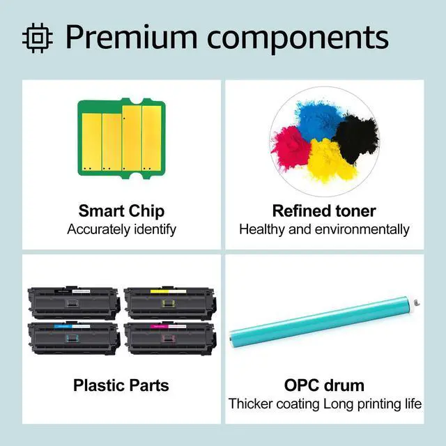 Alt view image 6 of 7 - greencycle 4 Pack Toner Cartridge Compatible for HP 508X CF360X CF361X CF362X CF363X Toner Works on M577c M577z M577f M552dn M553dn M553n Printer (1 Black 1 Cyan 1 Yellow 1 Magenta)