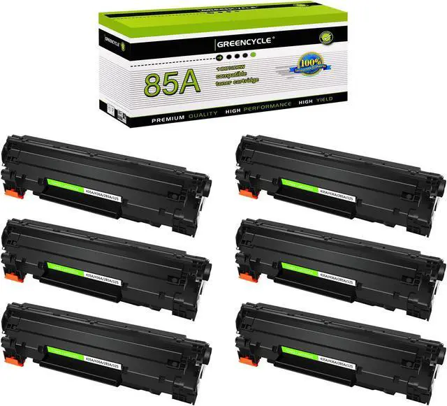 Main image of GREENCYCLE 6 Pack Compatible Toner Cartridge Replacement for HP 85A CE285A Black Toner Works on LaserJet P1102W P1109W M1212NF MFP M1217NFW Printer