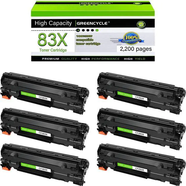 Main image of greencycle CF283X Compatible Toner Cartridge Replacement for HP 83X CF283X Black Cartridge Laserjet Pro M201 M201dw M201n MFP M225 M225dn M225dw M225rdn Laser Printers (6Pk)
