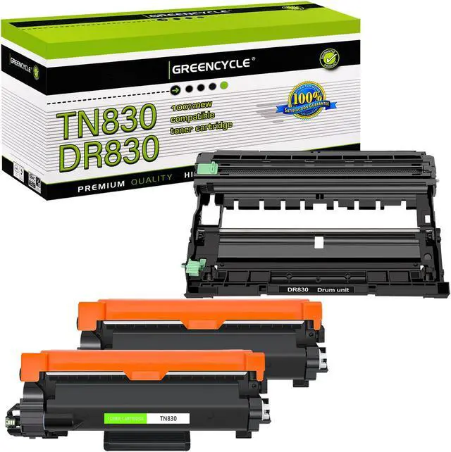 Main image of Greencycle (2 toner, 1 drum) TN830 Toner cartridge & DR830 Drum unit Compatible for Brother HL-L2460DW HL-L2405W HL-L2480DW DCP-L2640DW MFC-L2820DW printer (with Chip)