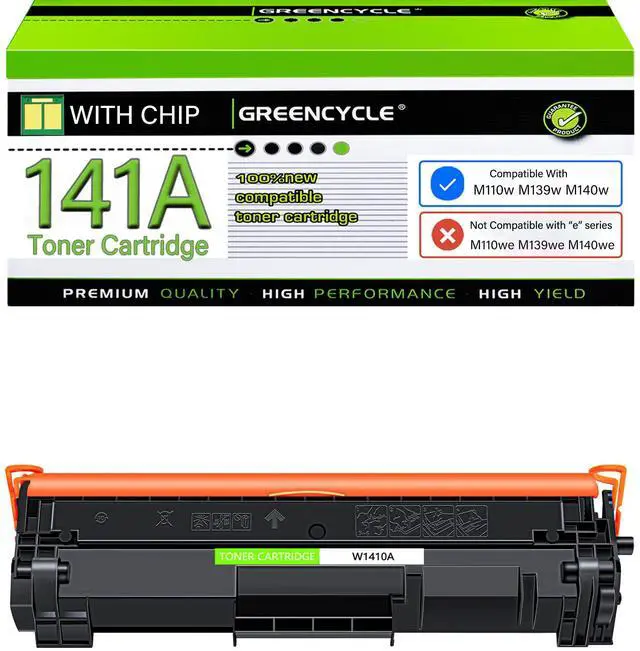 Main image of GREENCYCLE W1410A WITH CHIP Compatible Toner Cartridge Replacement for HP W1410A 141A Toner Cartridge use for Laser jet Pro M110w MFP M140w M139w Printer(1 Pack,Black,with chip)