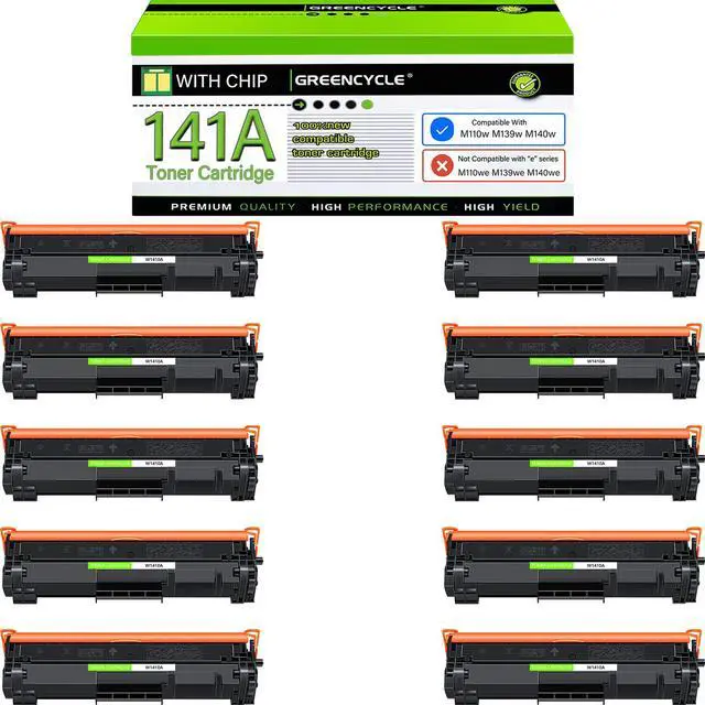 Main image of GREENCYCLE W1410A WITH CHIP Compatible Toner Cartridge Replacement for HP W1410A 141A Toner Cartridge use for Laser jet Pro M110w MFP M140w M139w Printer(10 Pack,Black,with chip)