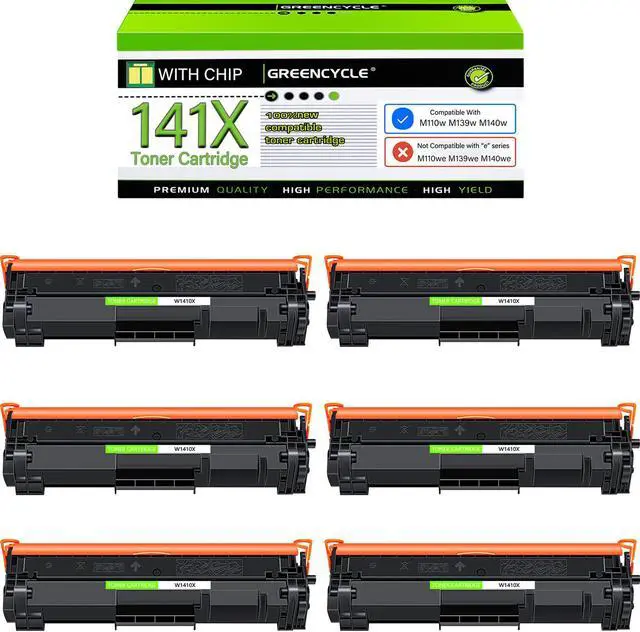 Main image of greencycle W1410X W1410A 141A Compatible Replacement for Hp 141X Black Toner Cartridge Laser jet Pro M110w MFP M140w M139w(6Pk,with chip)