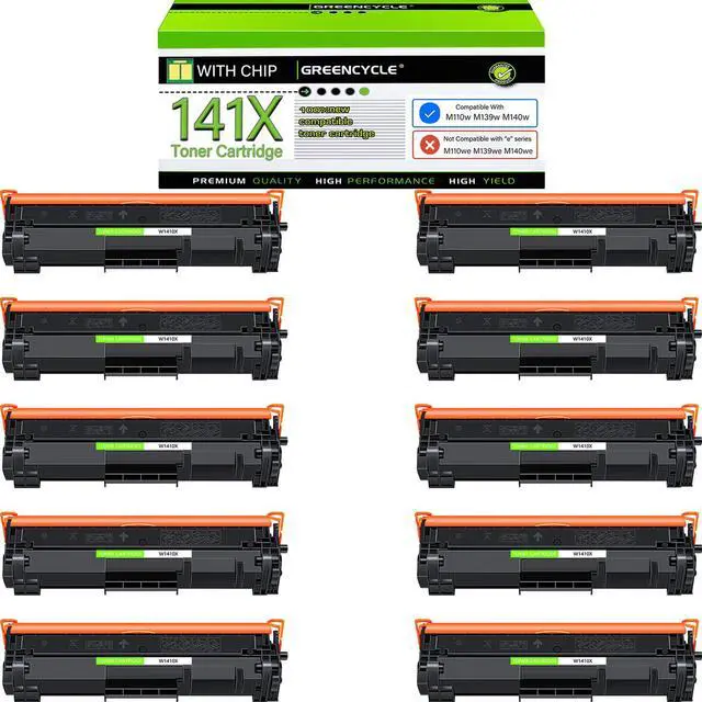 Main image of greencycle W1410X W1410A 141A Compatible Replacement for Hp 141X Black Toner Cartridge Laser jet Pro M110w MFP M140w M139w(10Pk,with chip)
