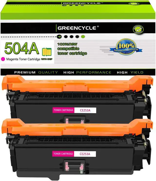 Main image of greencycle 2 Pack Toner Cartridge Compatible for HP 504A CE253A Magenta Toner Works on Color Laser jet CP3525dn CM3530TS CP3525 CM3530 CM3530fs MFP Printer