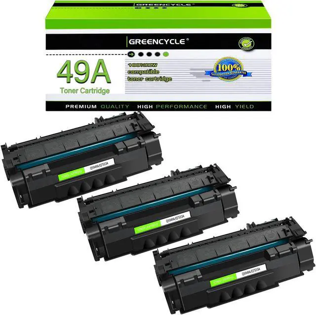 Main image of greencycle Q5949A Compatible Toner Cartridge Replacement for HP 49A Q5949A 53A Q7553A Black Cartridge Laserjet 1320 1320n 3390 1160 1320tn 1320nw 3392 P2015 P2015dn P2014 M2727nf MFP Printer (3Pk)