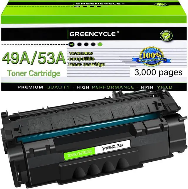Main image of greencycle Q5949A Compatible Toner Cartridge Replacement for HP 49A Q5949A 53A Q7553A Black Cartridge Laserjet 1320 1320n 3390 1160 1320tn 1320nw 3392 P2015 P2015dn P2014 M2727nf MFP Printer (1Pk)