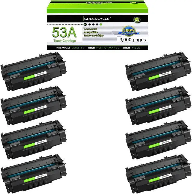 Main image of greencycle Q7553A Compatible Toner Cartridge Replacement for HP 53A Q7553A 49A Q5949A Black Cartridge Laserjet 1320 1320n P2015 P2015d P2015n P2010 P2014 M2727nf 3390 3392 Printer (8Pk)