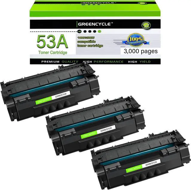 Main image of greencycle Q7553A Compatible Toner Cartridge Replacement for HP 53A Q7553A 49A Q5949A Black Cartridge Laserjet 1320 1320n P2015 P2015d P2015n P2010 P2014 M2727nf 3390 3392 Printer (3Pk)