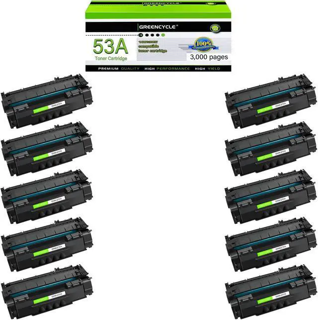Main image of greencycle Q7553A Compatible Toner Cartridge Replacement for HP 53A Q7553A 49A Q5949A Black Cartridge Laserjet 1320 1320n P2015 P2015d P2015n P2010 P2014 M2727nf 3390 3392 Printer (10Pk)
