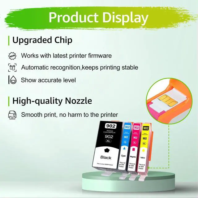 Alt view image 4 of 7 - Greencycle 902XL Ink Cartridge Replacement for HP 902 XL 902XL Compatible with HP Officejet 6950 6951 6962 Officejet Pro 6968 6970 6960 Printer(12 Combo Pack, Black Cyan Magenta Yellow)