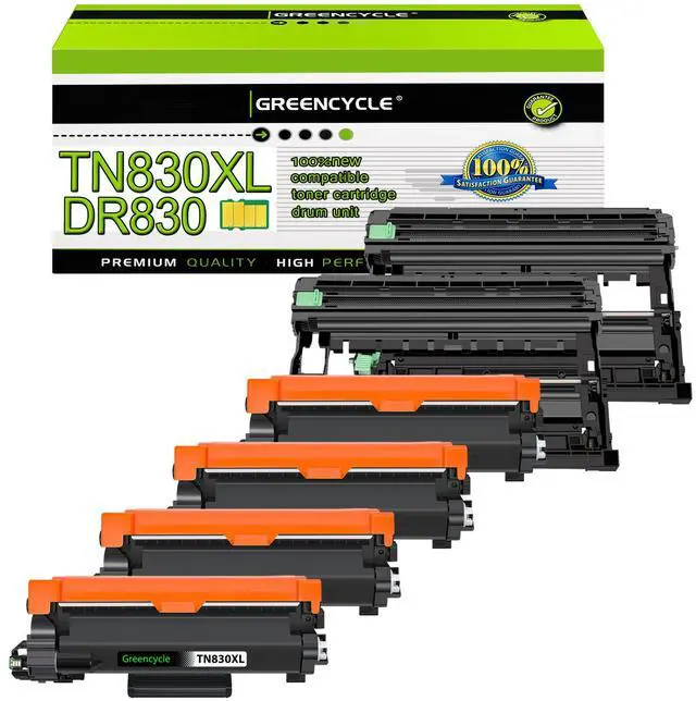 Main image of greencycle TN830XL Black Toner Cartridge and DR830 Drum Set Compatible for Brother TN-830XL TN830 TN-830 DR-830 use HL-L2460DW L2400D L2480DW L2405W MFC-L2820DW DCP-L2640DW Printer (4 Toner 2 Drum)