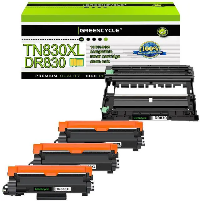 Main image of greencycle TN830XL Black Toner Cartridge and DR830 Drum Set Compatible for Brother TN-830XL TN830 TN-830 DR-830 use HL-L2460DW L2400D L2480DW L2405W MFC-L2820DW DCP-L2640DW Printer (3 Toner 1 Drum)