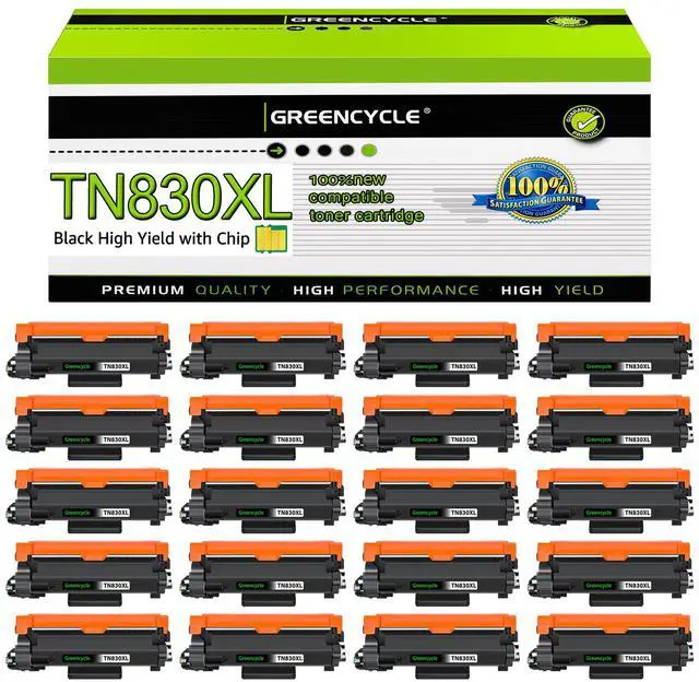 Main image of greencycle 20 Pack TN830XL Black Toner Cartridge Compatible for Brother TN-830XL TN830 TN-830 use HL-L2460DW L2400D L2480DW L2405W MFC-L2820DW DCP-L2640DW Printer