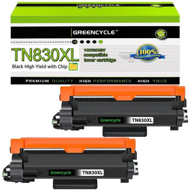 Main image of greencycle 2 Pack TN830XL Black Toner Cartridge Compatible for Brother TN-830XL TN830 TN-830 use HL-L2460DW L2400D L2480DW L2405W MFC-L2820DW DCP-L2640DW Printer
