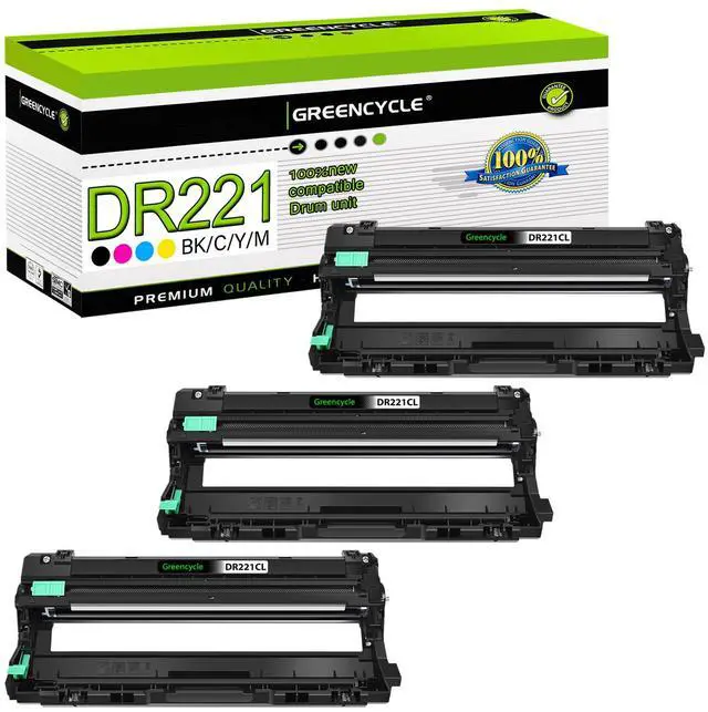 Main image of greencycle 3 Pack Compatible Drum Unit Replacement for Brother DR221 DR-221 DR221CL to Use with MFC-9130CW HL-3140CW HL-3170CDW HL-3140CW HL-3180CDW MFC-9330CDW DCP-9015CDW Printer