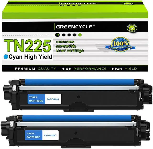 Main image of greencycle 2 Pack Compatible Cyan Toner Cartridge Replacement for Brother TN225C TN225 TN221 TN-225 to Use with MFC-9130CW HL-3170CDW HL-3140CW HL-3180CDW MFC-9330CDW Printer high Yield