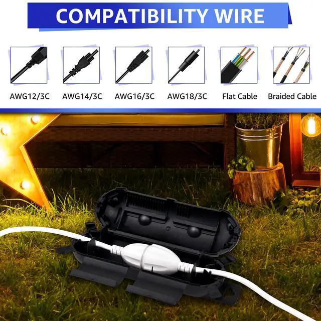 Alt view image 4 of 7 - Greencycle IP54 Weatherproof Extension Cord Cover + 4 Small Weatherproof Extension Cord Safety Cover, 6 Set,  Protect Outdoor Power Strip Outlet Plug Timer Christmas Decoration, Black