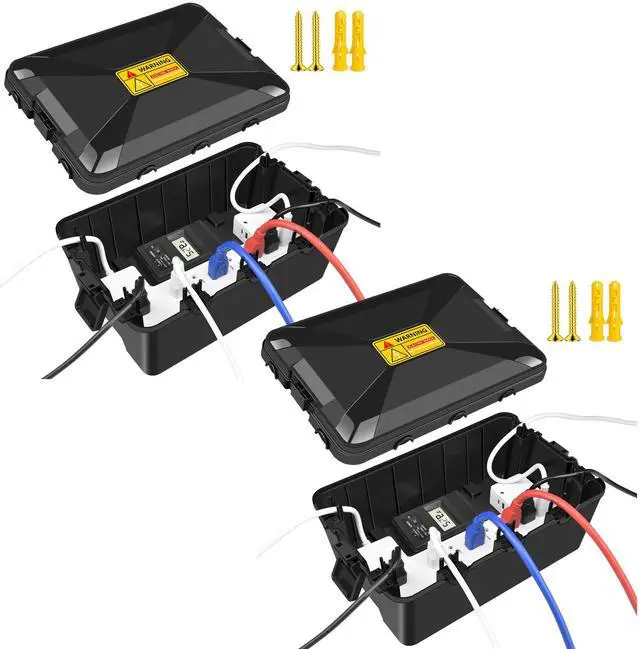 Main image of 2PK Large Outdoor Electrical Box Waterproof (12.9 x 8.3 x 5.2 inch), Greencycle IP54 Waterproof Extension Cord Cover Weatherproof with 7 Cable Seal Entry,Protects Outdoor Outlets, Timers, Plugs