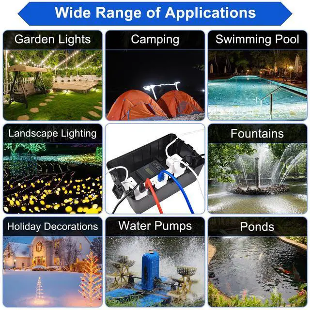 Alt view image 6 of 6 - 1PK Large Outdoor Electrical Box Waterproof (12.9 x 8.3 x 5.2 inch), Greencycle IP54 Waterproof Extension Cord Cover Weatherproof with 7 Cable Seal Entry,Protects Outdoor Outlets, Timers, Plugs
