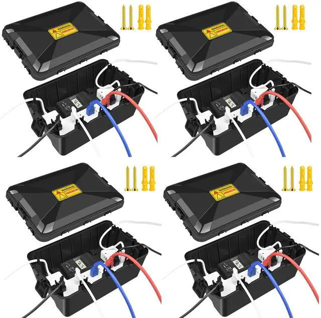 Main image of 4PK Large Outdoor Electrical Box Waterproof (12.9 x 8.3 x 5.2 inch), Greencycle IP54 Waterproof Extension Cord Cover Weatherproof with 7 Cable Seal Entry,Protects Outdoor Outlets, Timers, Plugs